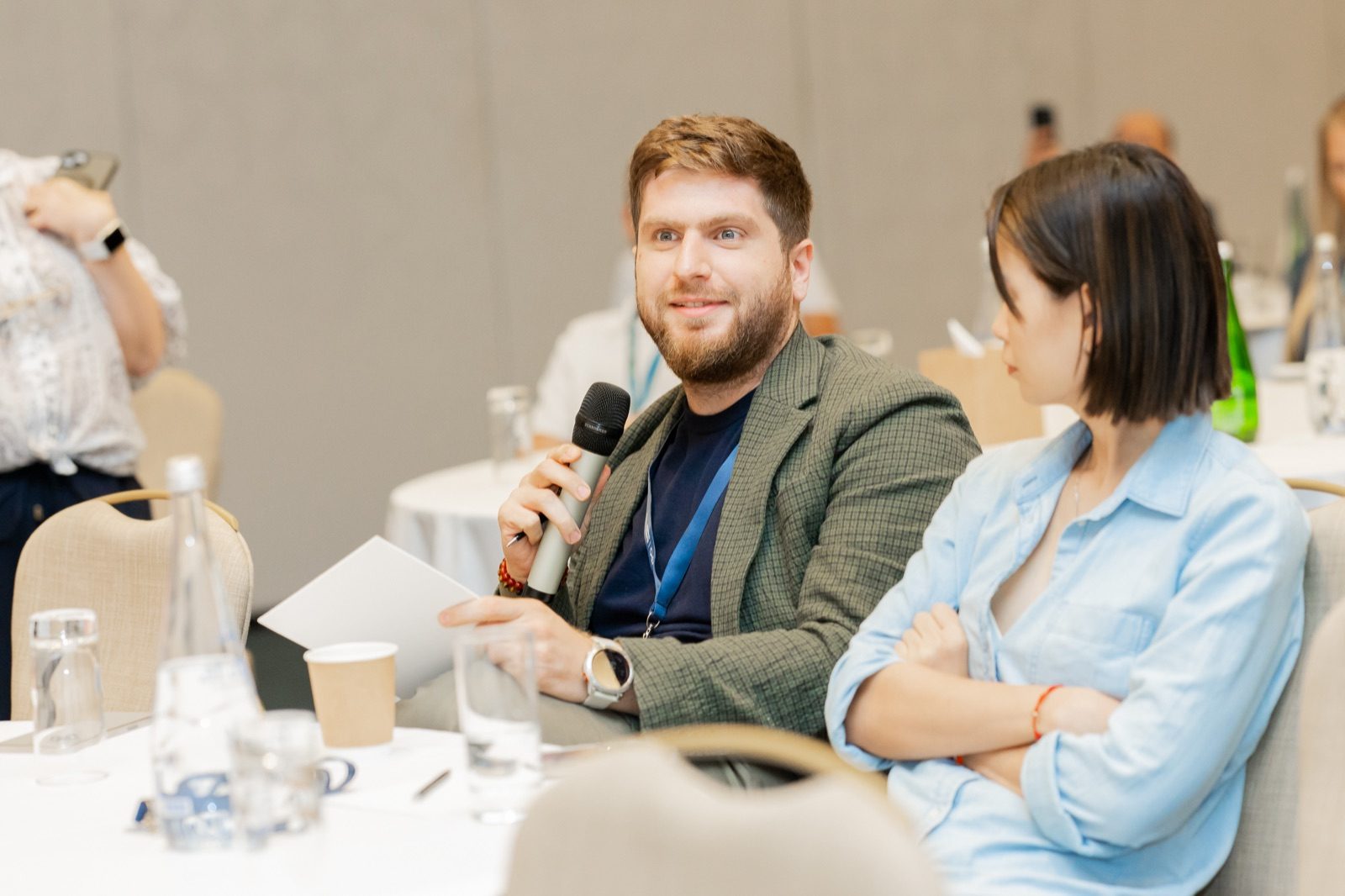 Taking the mic at a leadership forum