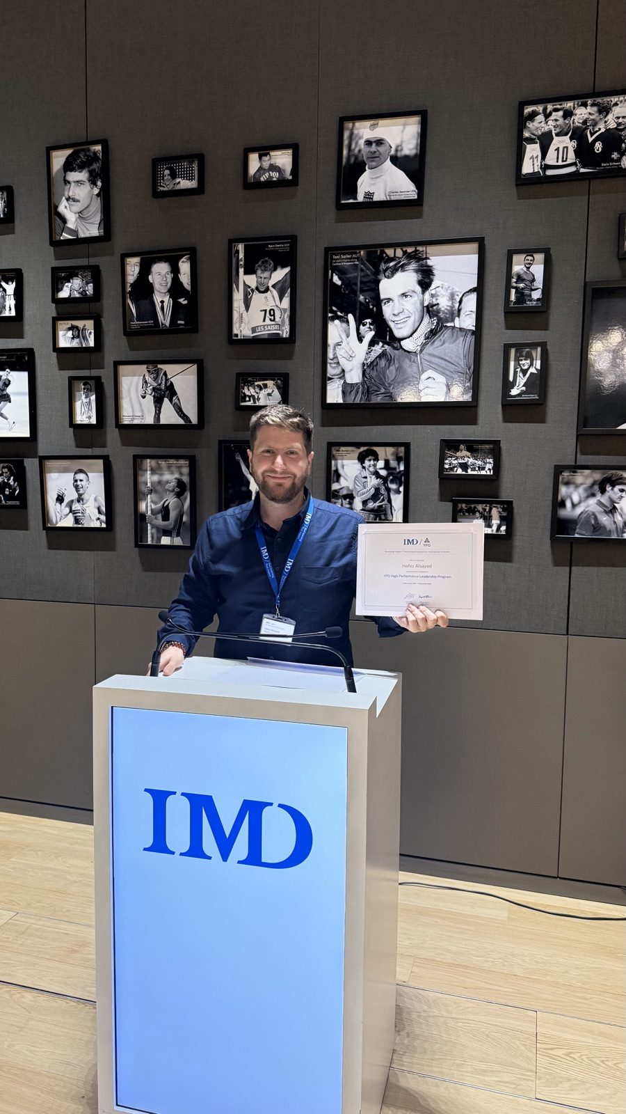 On the podium at IMD, Lausanne