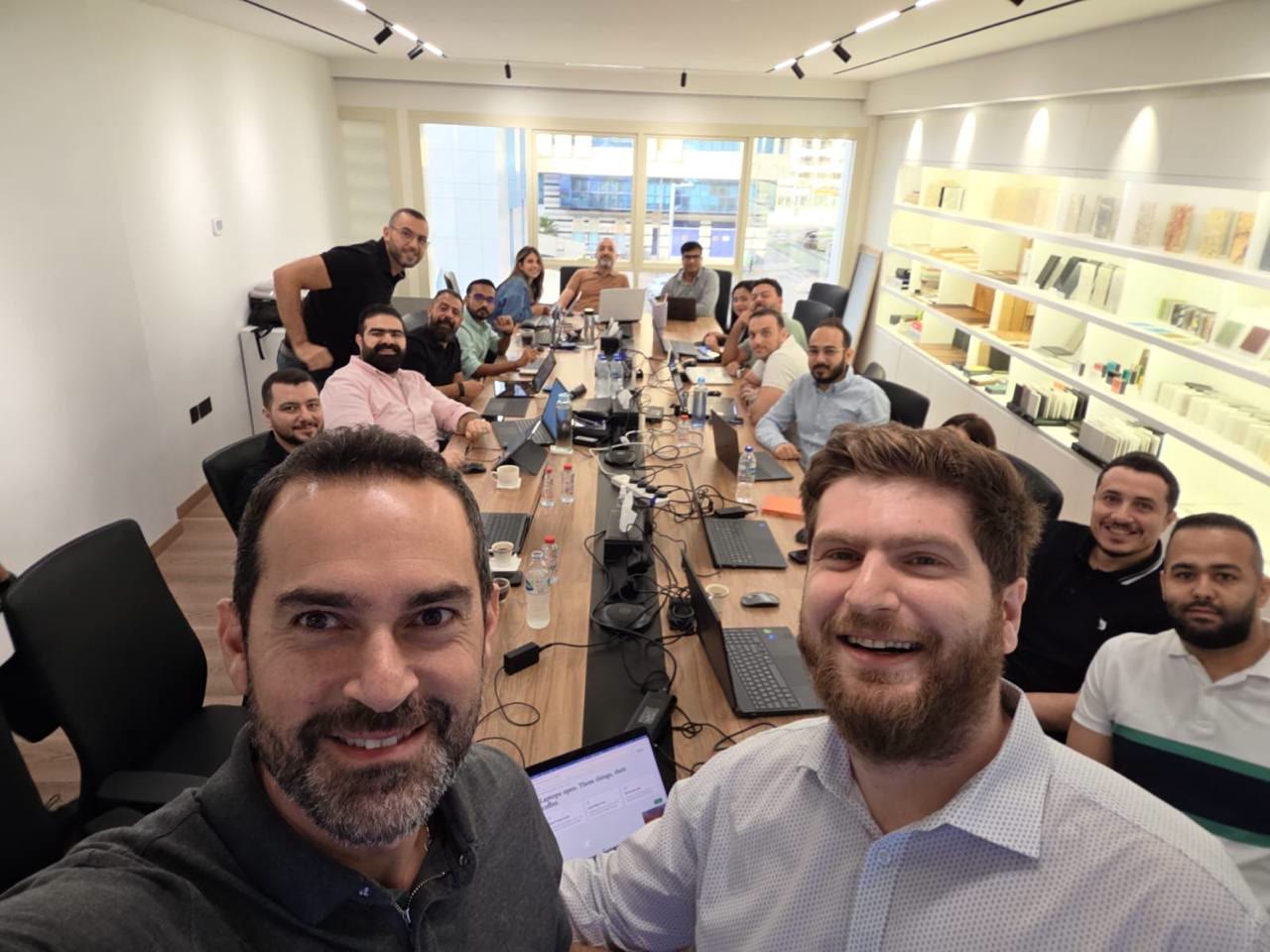 Workshop day, the whole team in the room
